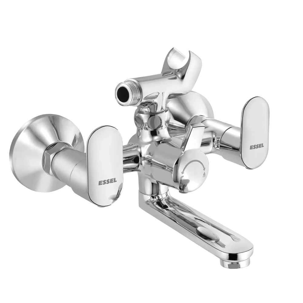 123067 - Wall mixer with inbuilt telephonic  arrangement and wall flanges