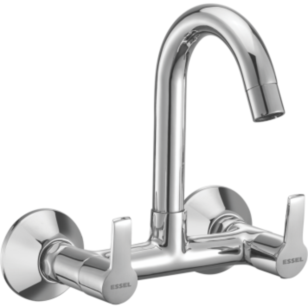 129069 - Sink mixer with full motion  spout with connecting legs  and wall flange