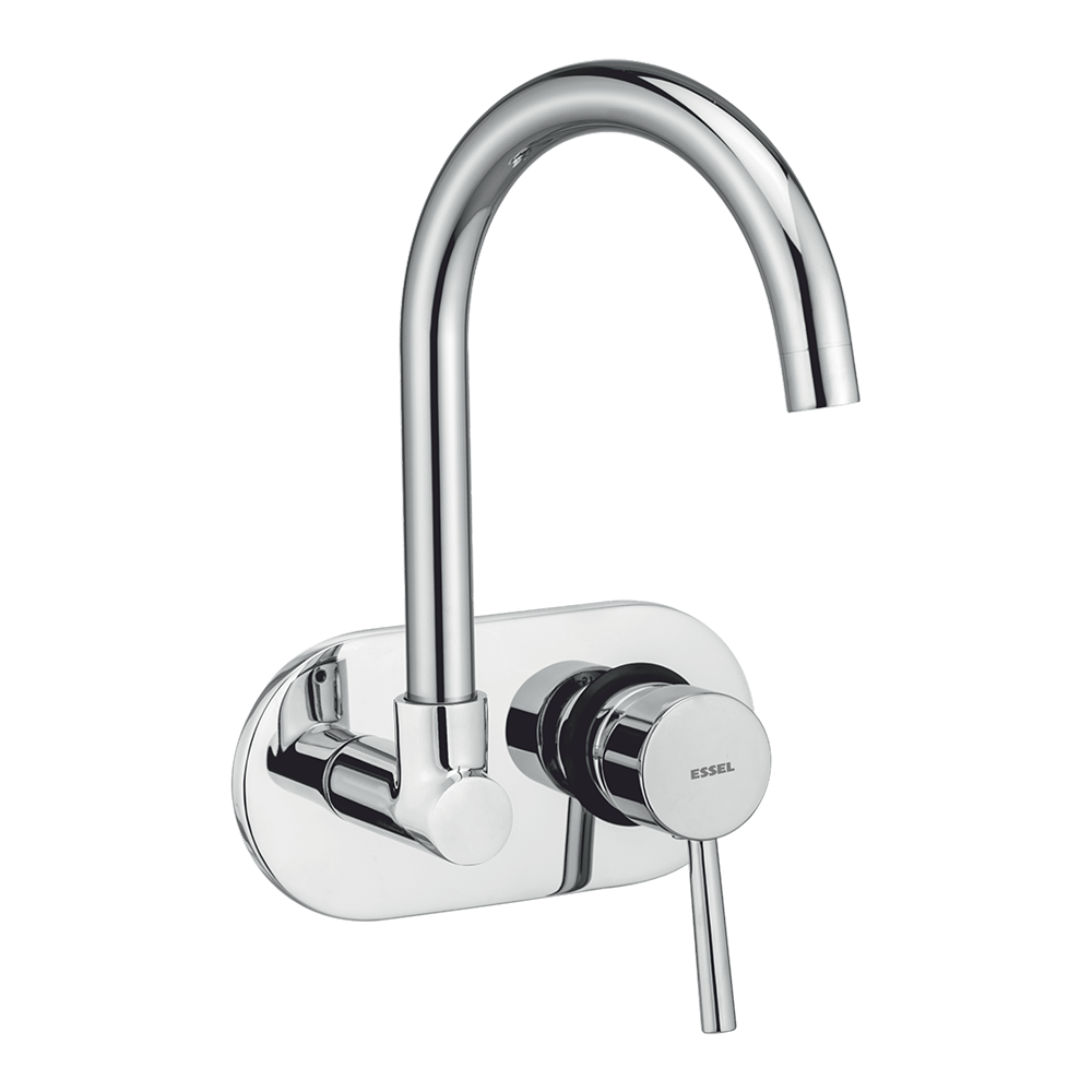 Single lever sink mixer wall mounted  with full motion swivel spout and  concealed installation