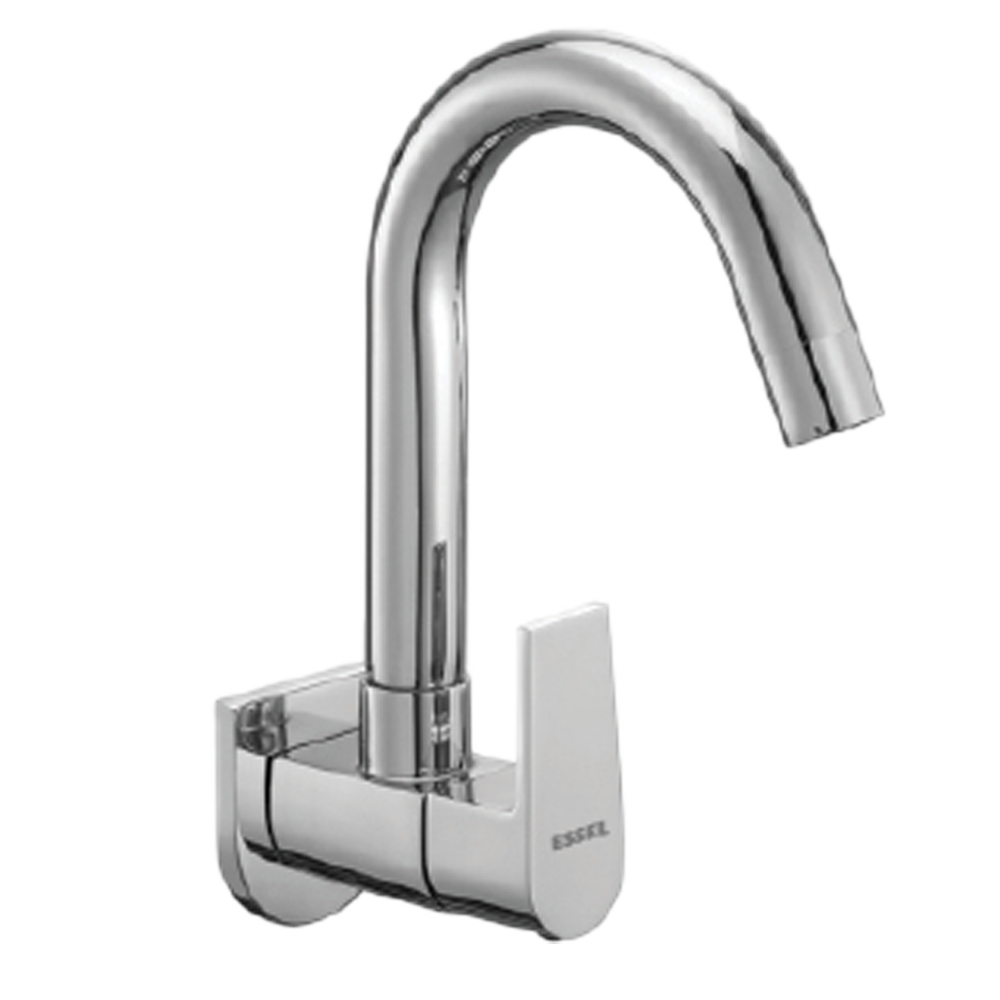 138054 - Sink cock with full motion  spout, aerator and wall flange
